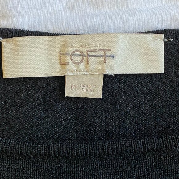 ANN TAYLOR LOFT Black Wool Blend Ribbed Peplum Sweater Medium - Picture 12 of 12